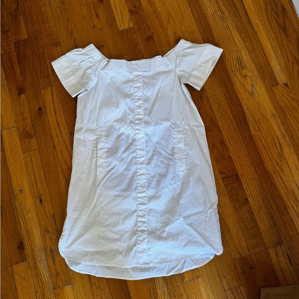 White Off-Shoulder Dress with pockets